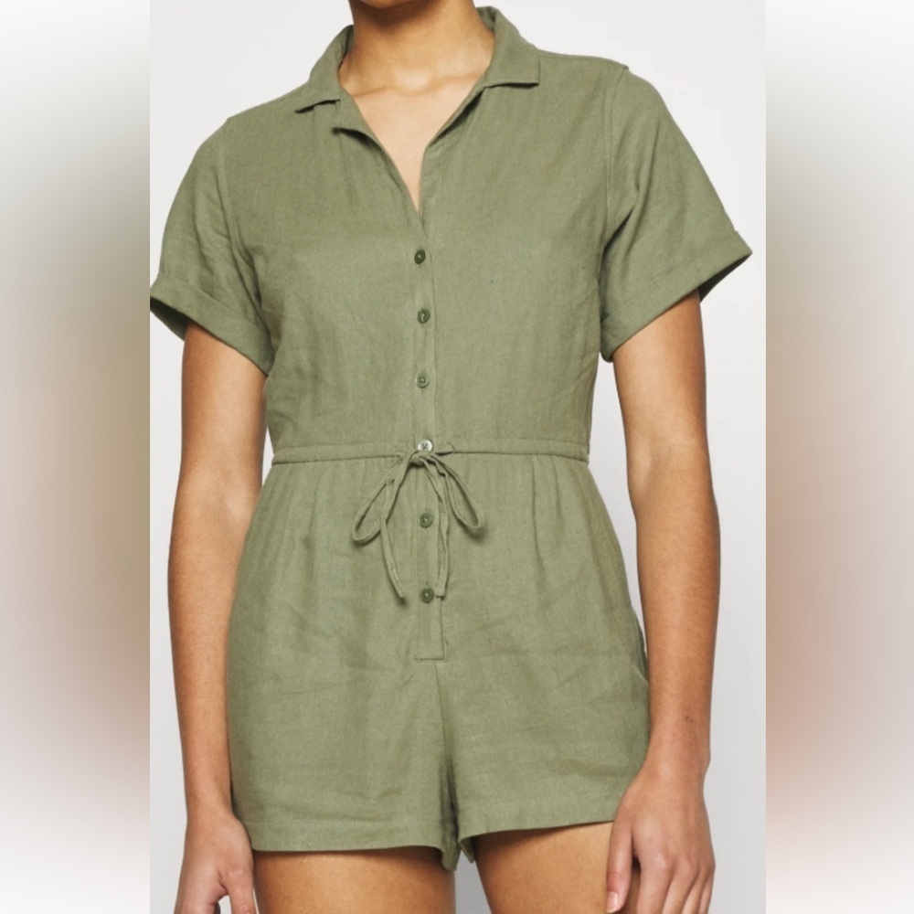 Abercrombie & Fitch Olive Green Button-Up Romper - Picture 1 of 7